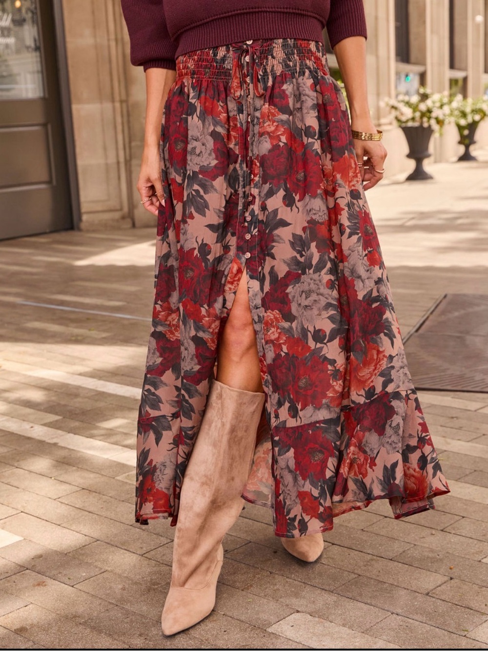 Levvie Front Tie Maxi Skirt Vici